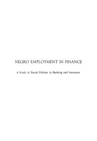 Cover image: Negro Employment in Finance 9780812276220