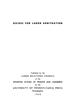 Cover image: Guides for Labor Arbitration 9781512820454
