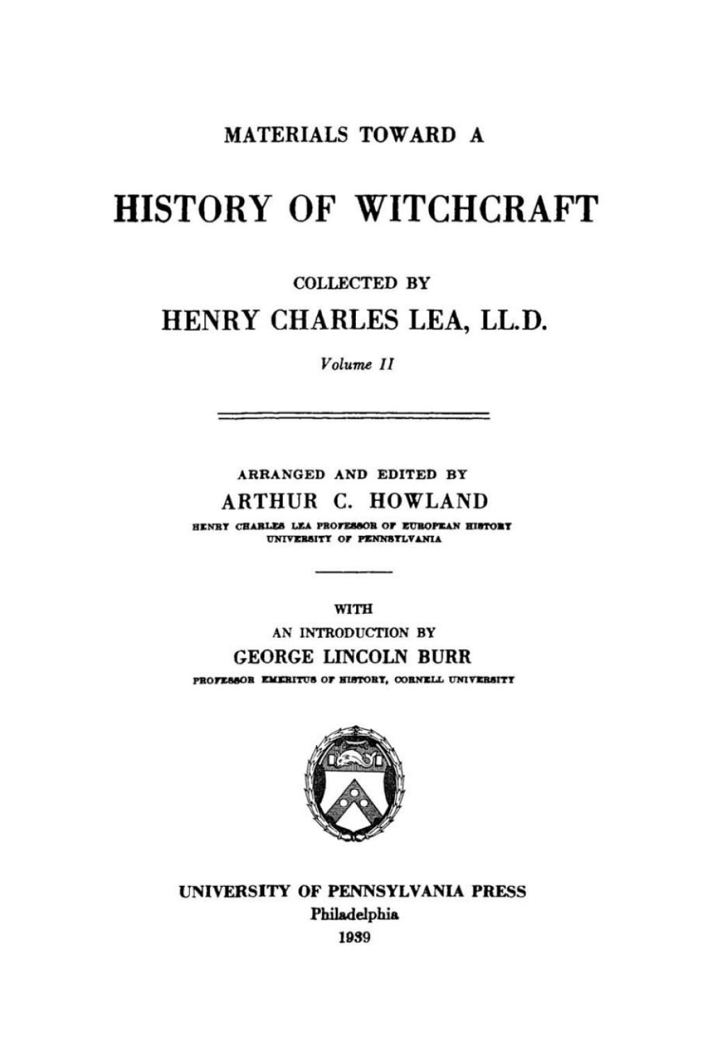Materials Toward a History of Witchcraft, Volume 2