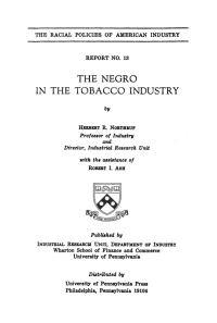 Imagen de portada: The Negro in the Tobacco Industry 9780812290523