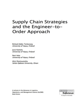 Cover image: Supply Chain Strategies and the Engineer-to-Order Approach 9781522500216