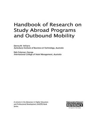 Cover image: Handbook of Research on Study Abroad Programs and Outbound Mobility 9781522501695