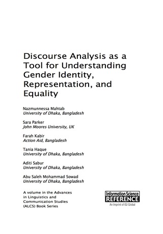 Titelbild: Discourse Analysis as a Tool for Understanding Gender Identity, Representation, and Equality 9781522502258