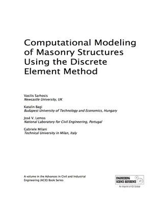 Imagen de portada: Computational Modeling of Masonry Structures Using the Discrete Element Method 9781522502319