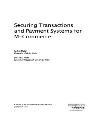Cover image: Securing Transactions and Payment Systems for M-Commerce 9781522502364