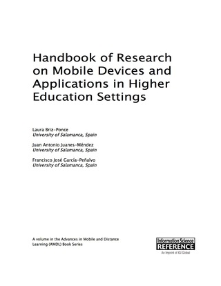 Cover image: Handbook of Research on Mobile Devices and Applications in Higher Education Settings 9781522502562