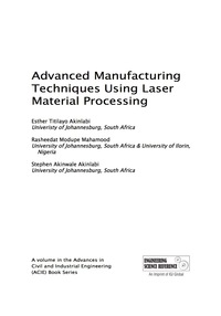 Imagen de portada: Advanced Manufacturing Techniques Using Laser Material Processing 9781522503293