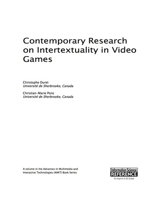 Cover image: Contemporary Research on Intertextuality in Video Games 9781522504771