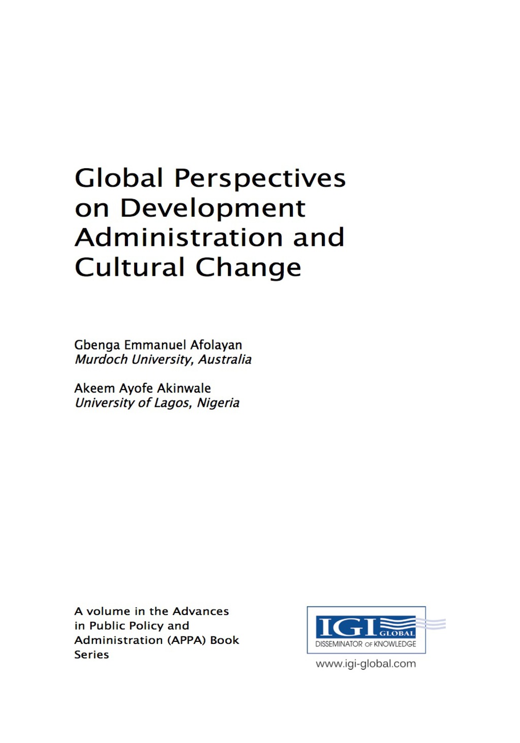 Global Perspectives on Development Administration and Cultural Change