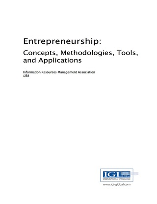 Cover image: Entrepreneurship: Concepts, Methodologies, Tools, and Applications 9781522519232