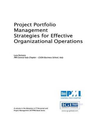 Cover image: Project Portfolio Management Strategies for Effective Organizational Operations 9781522521518