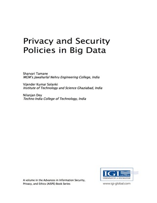 Cover image: Privacy and Security Policies in Big Data 9781522524861