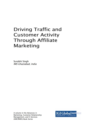 Cover image: Driving Traffic and Customer Activity Through Affiliate Marketing 9781522526568