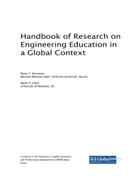 Cover image: Handbook of Research on Engineering Education in a Global Context 9781522533955