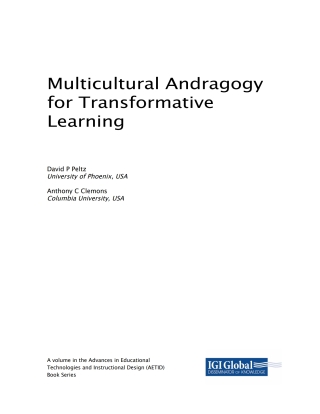 Imagen de portada: Multicultural Andragogy for Transformative Learning 9781522534747