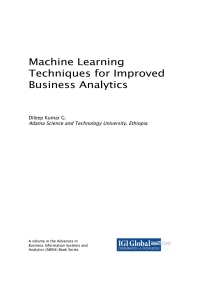 Cover image: Machine Learning Techniques for Improved Business Analytics 9781522535348