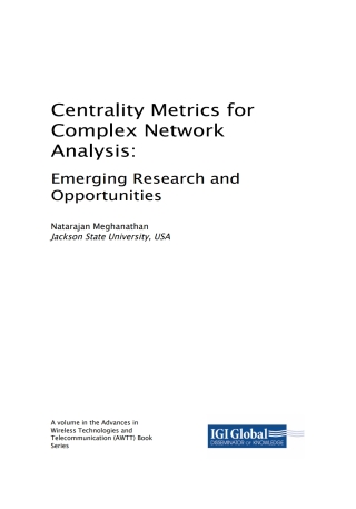 Omslagafbeelding: Centrality Metrics for Complex Network Analysis: Emerging Research and Opportunities 9781522538028