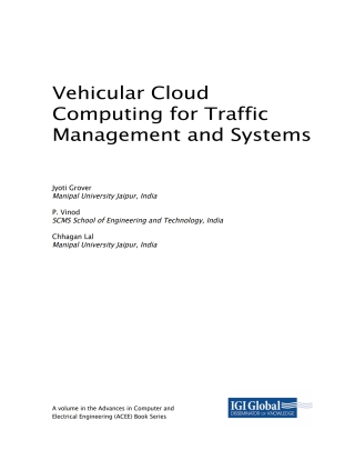 Titelbild: Vehicular Cloud Computing for Traffic Management and Systems 9781522539810