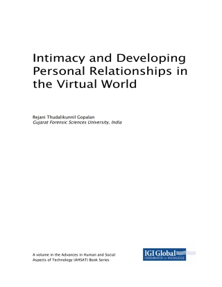 表紙画像: Intimacy and Developing Personal Relationships in the Virtual World 9781522540472