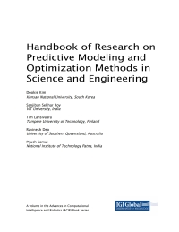 Cover image: Handbook of Research on Predictive Modeling and Optimization Methods in Science and Engineering 9781522547662