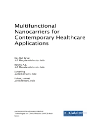 Cover image: Multifunctional Nanocarriers for Contemporary Healthcare Applications 9781522547815