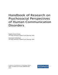 صورة الغلاف: Handbook of Research on Psychosocial Perspectives of Human Communication Disorders 9781522549550