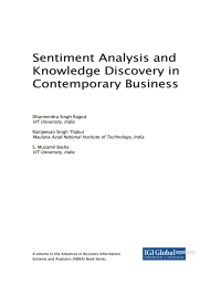 Cover image: Sentiment Analysis and Knowledge Discovery in Contemporary Business 9781522549994