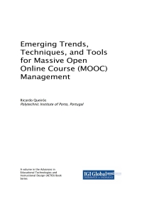 Omslagafbeelding: Emerging Trends, Techniques, and Tools for Massive Open Online Course (MOOC) Management 9781522550112