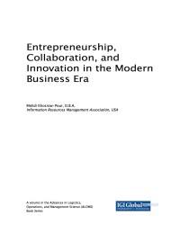 صورة الغلاف: Entrepreneurship, Collaboration, and Innovation in the Modern Business Era 9781522550143