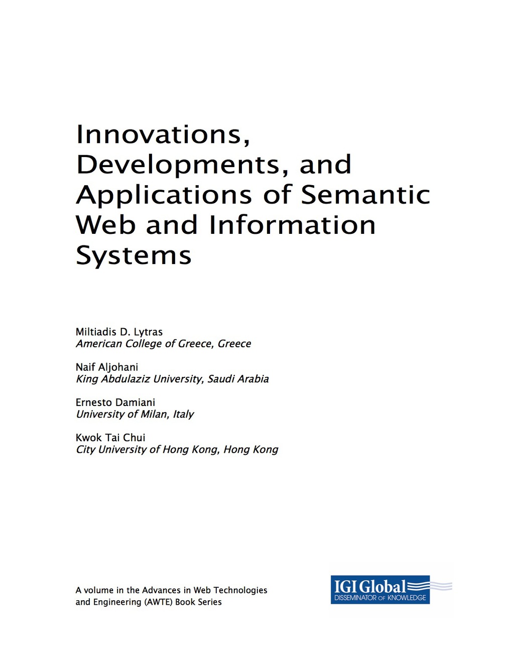 Innovations, Developments, and Applications of Semantic Web and Information Systems