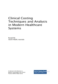 Cover image: Clinical Costing Techniques and Analysis in Modern Healthcare Systems 9781522550822