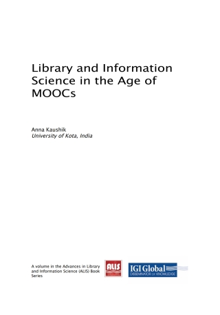 Cover image: Library and Information Science in the Age of MOOCs 9781522551461
