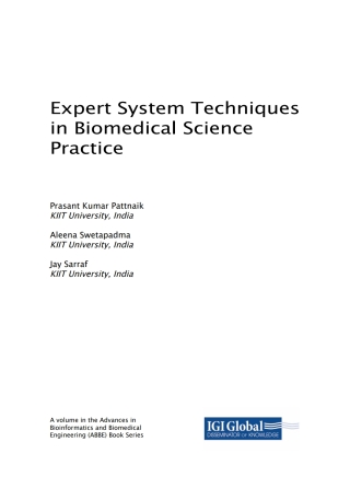Cover image: Expert System Techniques in Biomedical Science Practice 9781522551492