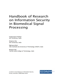 صورة الغلاف: Handbook of Research on Information Security in Biomedical Signal Processing 9781522551522