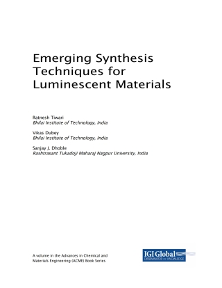 Cover image: Emerging Synthesis Techniques for Luminescent Materials 9781522551706