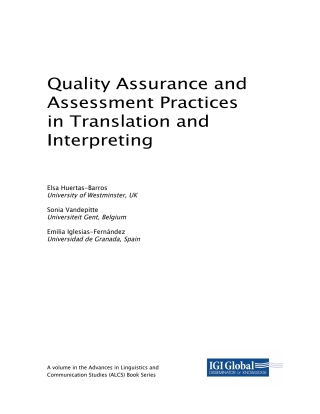 Titelbild: Quality Assurance and Assessment Practices in Translation and Interpreting 9781522552253
