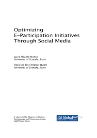 Imagen de portada: Optimizing E-Participation Initiatives Through Social Media 9781522553267
