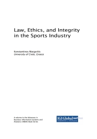 Imagen de portada: Law, Ethics, and Integrity in the Sports Industry 9781522553878