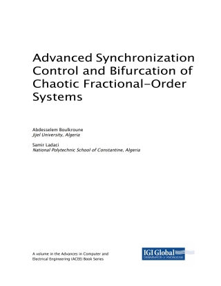 Imagen de portada: Advanced Synchronization Control and Bifurcation of Chaotic Fractional-Order Systems 9781522554189