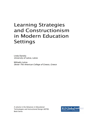 Cover image: Learning Strategies and Constructionism in Modern Education Settings 9781522554301