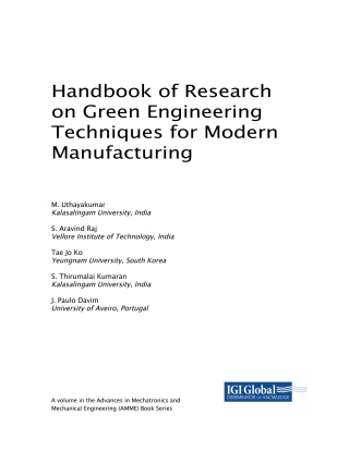 Imagen de portada: Handbook of Research on Green Engineering Techniques for Modern Manufacturing 9781522554455