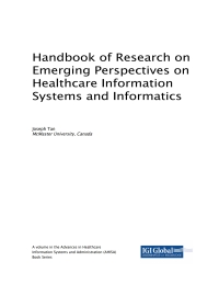 Cover image: Handbook of Research on Emerging Perspectives on Healthcare Information Systems and Informatics 9781522554608