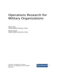 Imagen de portada: Operations Research for Military Organizations 9781522555131