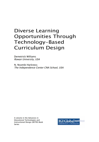 Cover image: Diverse Learning Opportunities Through Technology-Based Curriculum Design 9781522555193