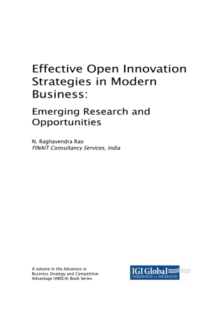 Imagen de portada: Effective Open Innovation Strategies in Modern Business: Emerging Research and Opportunities 9781522557210