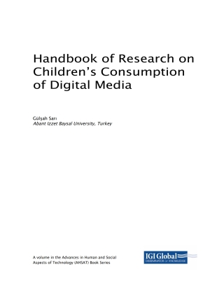 Imagen de portada: Handbook of Research on Children's Consumption of Digital Media 9781522557333