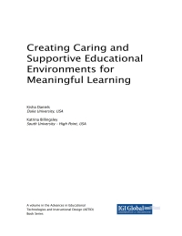 Imagen de portada: Creating Caring and Supportive Educational Environments for Meaningful Learning 9781522557487