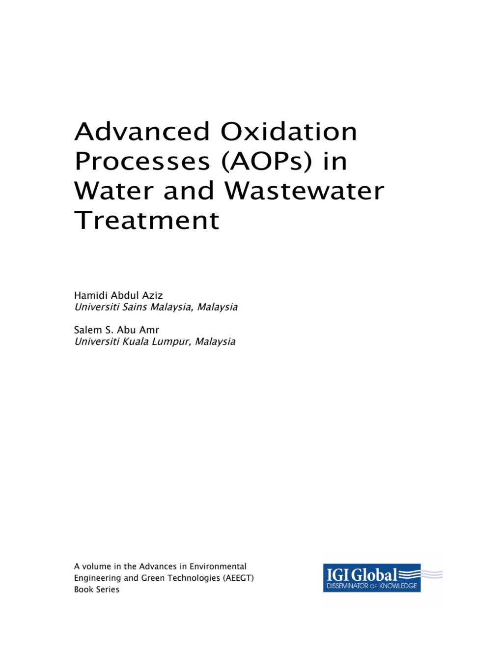 Advanced Oxidation Processes (AOPs) in Water and Wastewater Treatment