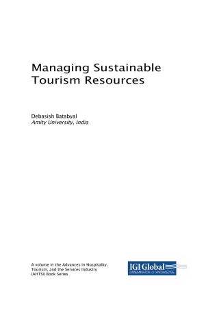 Cover image: Managing Sustainable Tourism Resources 9781522557722