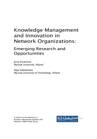 Cover image: Knowledge Management and Innovation in Network Organizations 9781522559306